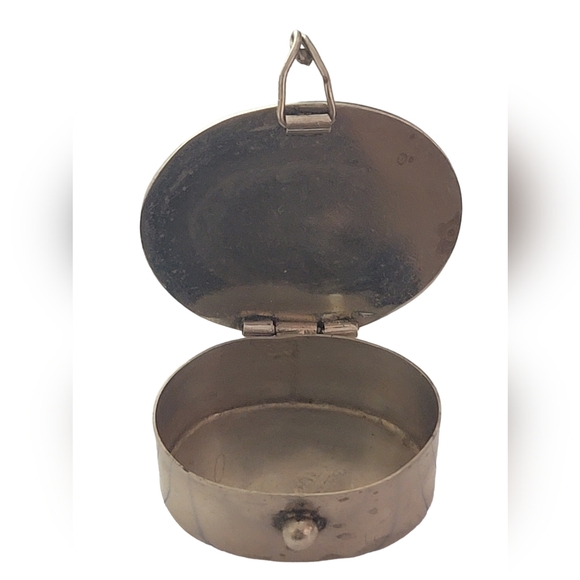 Alpaca Mexico Abalone Floral Inlay Pill Box Hinged Snuff Trinket Vintage Silver - Picture 6 of 17